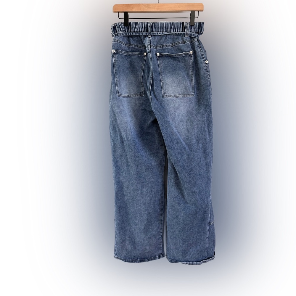 Denim Wide-Leg Jeans with Drawstring Waist - Picture 5 of 8